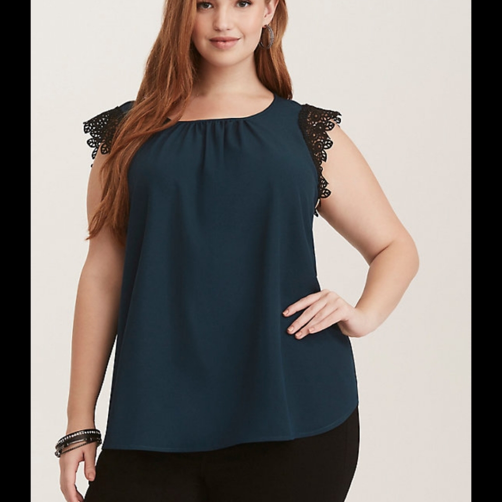 Torrid Emerald Green Lace Trim Sleeve 6X